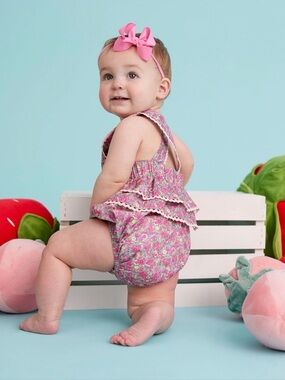 TULLABEE Carla Floral Ruffle Bubble Romper - 3-6M